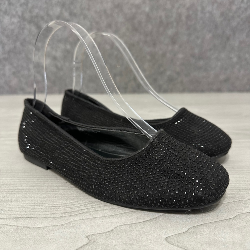 Vince Camuto Womens Sz 2 Black Rhinestone Embellished Ballet Flats